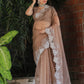 Tikhi Imli Beige Embroidered Organza Saree | Swadesiicart