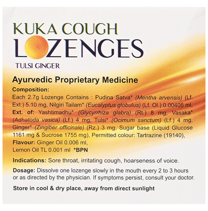 Multani Combo Pack of Kuka Cough Syrup 100ml and Tulsi Ginger Kuka Cough 36 Lozenges | Swadesiicart