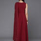 Ahalyaa Women's Traditional wear Ethnic Dress - Maroon | Swadesiicart