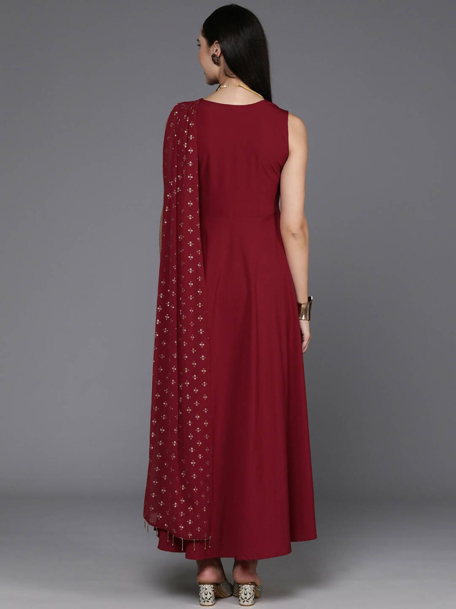 Ahalyaa Women's Traditional wear Ethnic Dress - Maroon | Swadesiicart