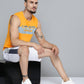 Alcis Men Mustard Yellow Typography Printed Slim Fit Gym T-shirt | Swadesiicart