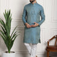 Sojanya Men Blue & Off-White Woven Design Kurta with Churidar | Swadesiicart