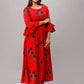 Kalini Women Red Floral Embroidered Flared Sleeves Anarkali Kurta | Swadesiicart