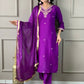 Partywear Designer Viscose Chanderi Wine Stitched Suit With Dupatta - Tanisha | Swadesiicart