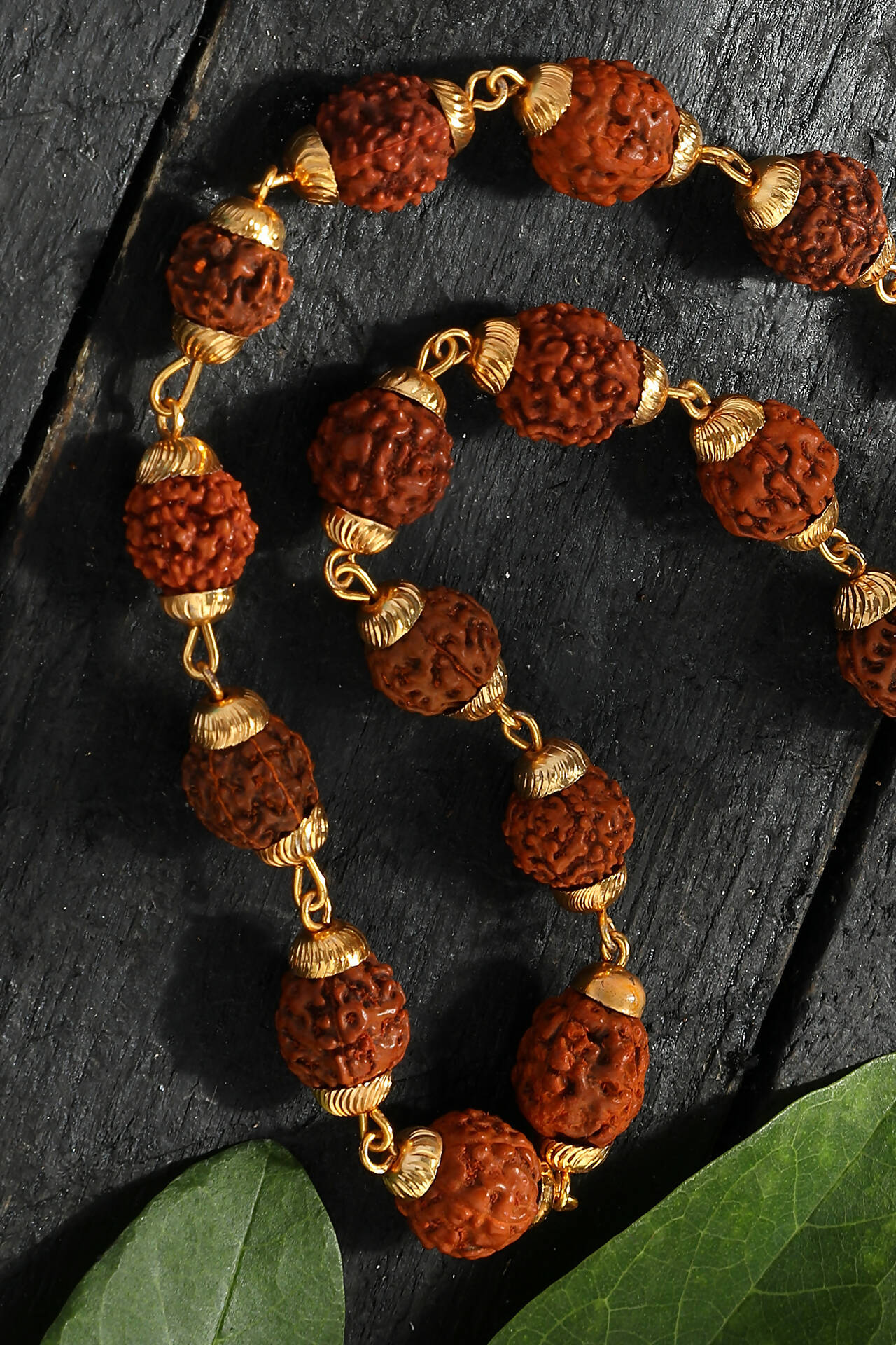Mominos Fashion Joharkamal Gold-Polished Statement Rudraksha Mala Long Necklace (Golden) | Swadesiicart