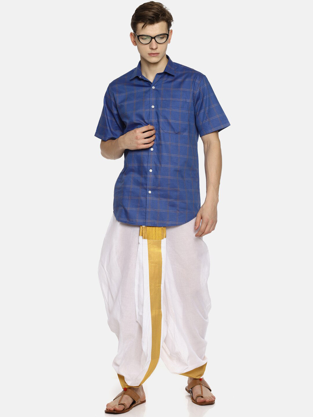 Sethukrishna Men Pack Of 2 White Solid Cotton Readymade Dhoti Pants | Swadesiicart