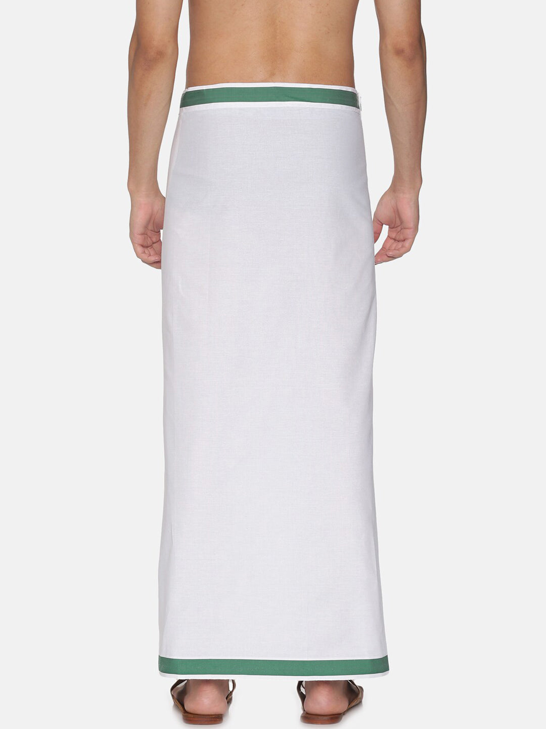 Sethukrishna White Solid Cotton Readymade Dhoti For Men | Swadesiicart