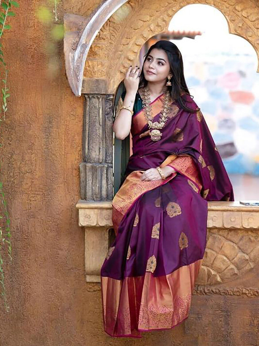 Kalini Ethnic Motifs Woven Design Silk Cotton Banarasi Saree | Swadesiicart