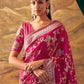 Mitera Pink & White Ethnic Motifs Zari Silk Banarasi Saree | Swadesiicart