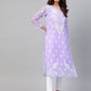 ADA Women Lavender & White Chikankari Embroidered Kurta with Trousers & Inner | Swadesiicart