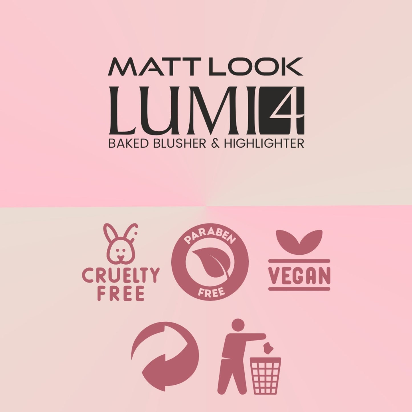 Matt Look Lumi 4 Baked Blusher & Highlighter - Lust Of Love - Swadesiicart