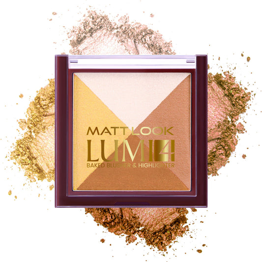Matt Look Lumi 4 Baked Blusher & Highlighter - Golden Hours - Swadesiicart
