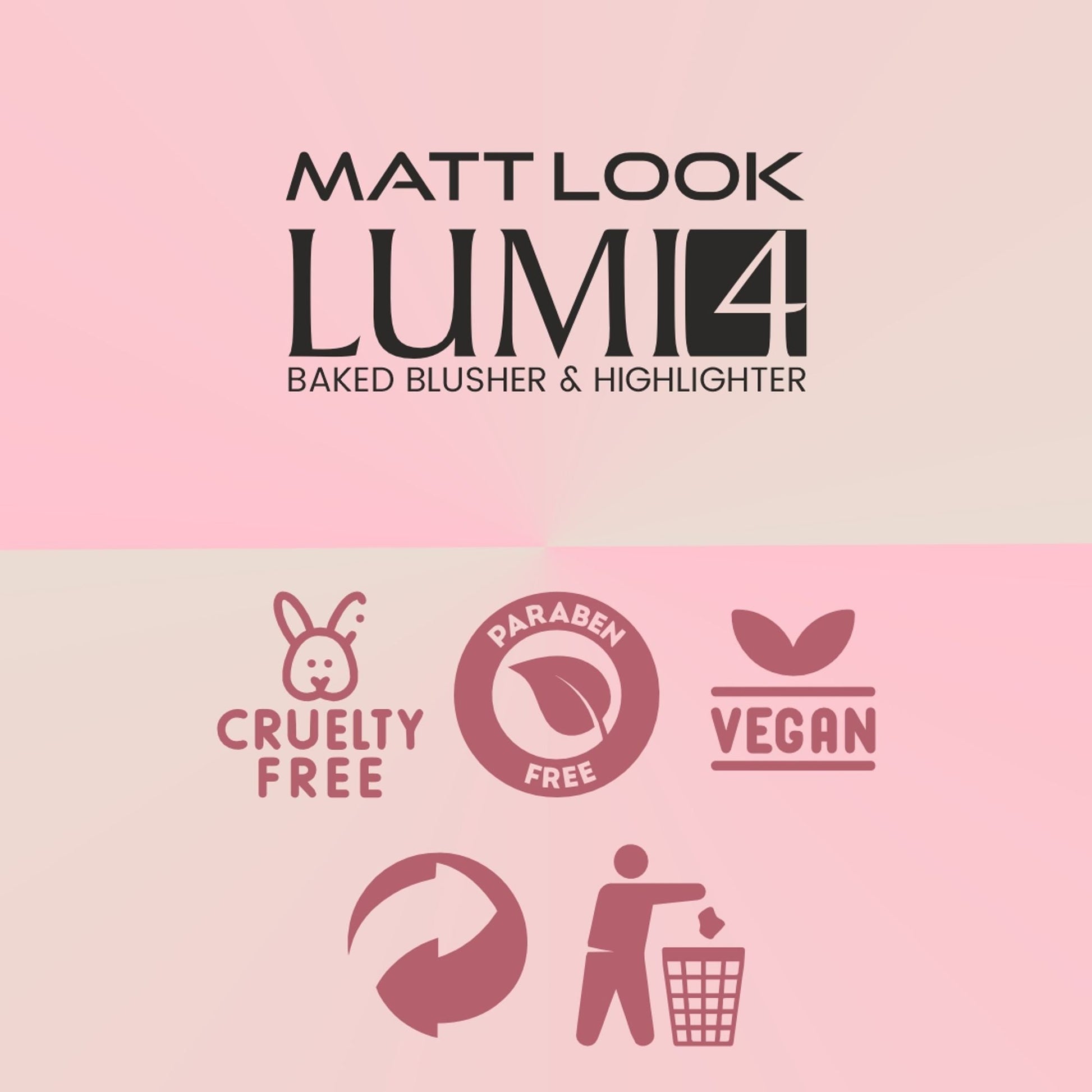 Matt Look Lumi 4 Baked Blusher & Highlighter - Cherry Pop - Swadesiicart