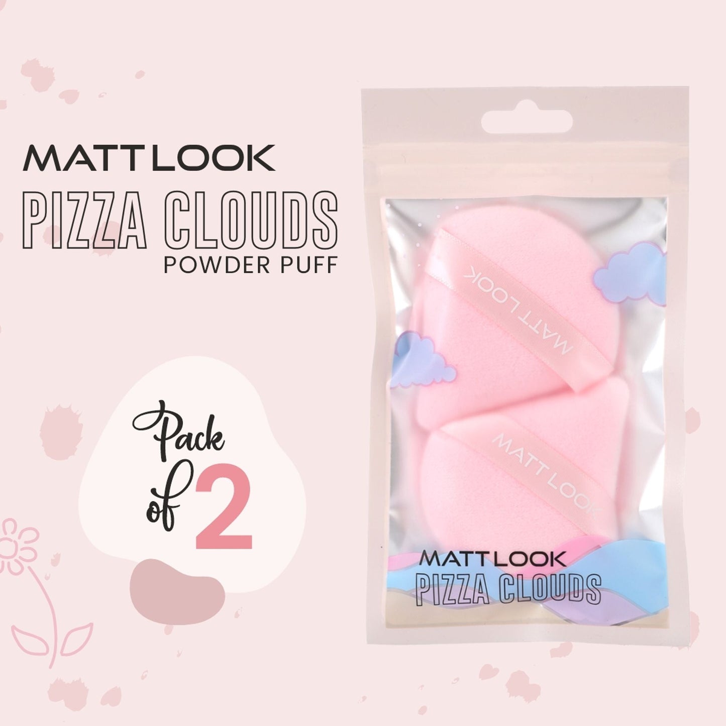 Matt Look Pizza Clouds Powder Pink Puff - Pack Of 2 - Swadesiicart