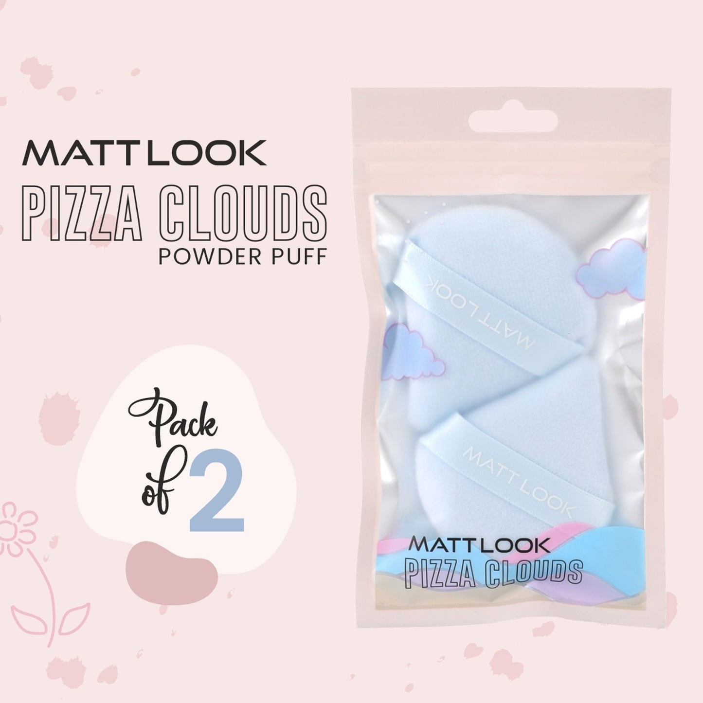 Matt Look Pizza Clouds Powder Blue Puff - Pack Of 2 - Swadesiicart