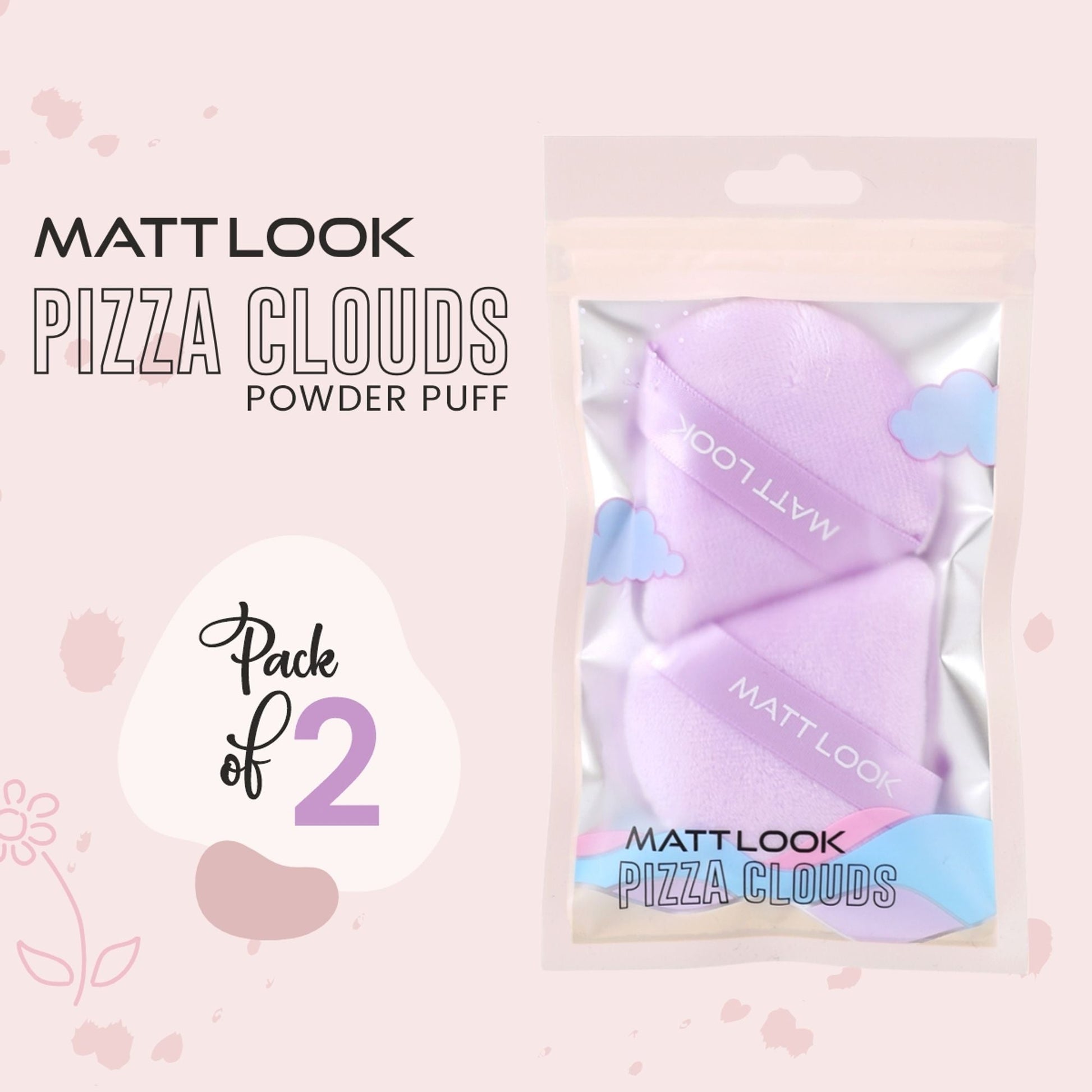 Matt Look Pizza Clouds Powder Mauve Puff - Pack Of 2 - Swadesiicart