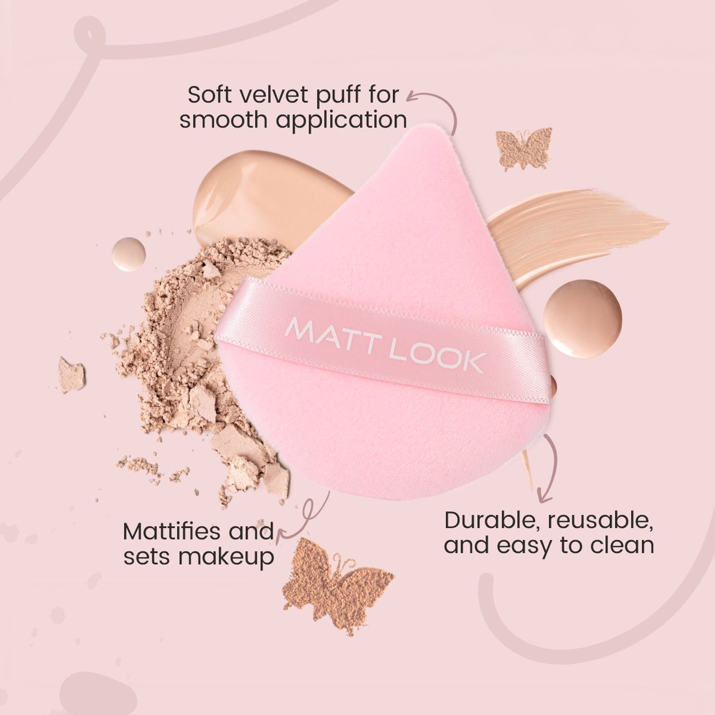 Matt Look Pizza Clouds Powder Mauve Puff - Pack Of 2 - Swadesiicart
