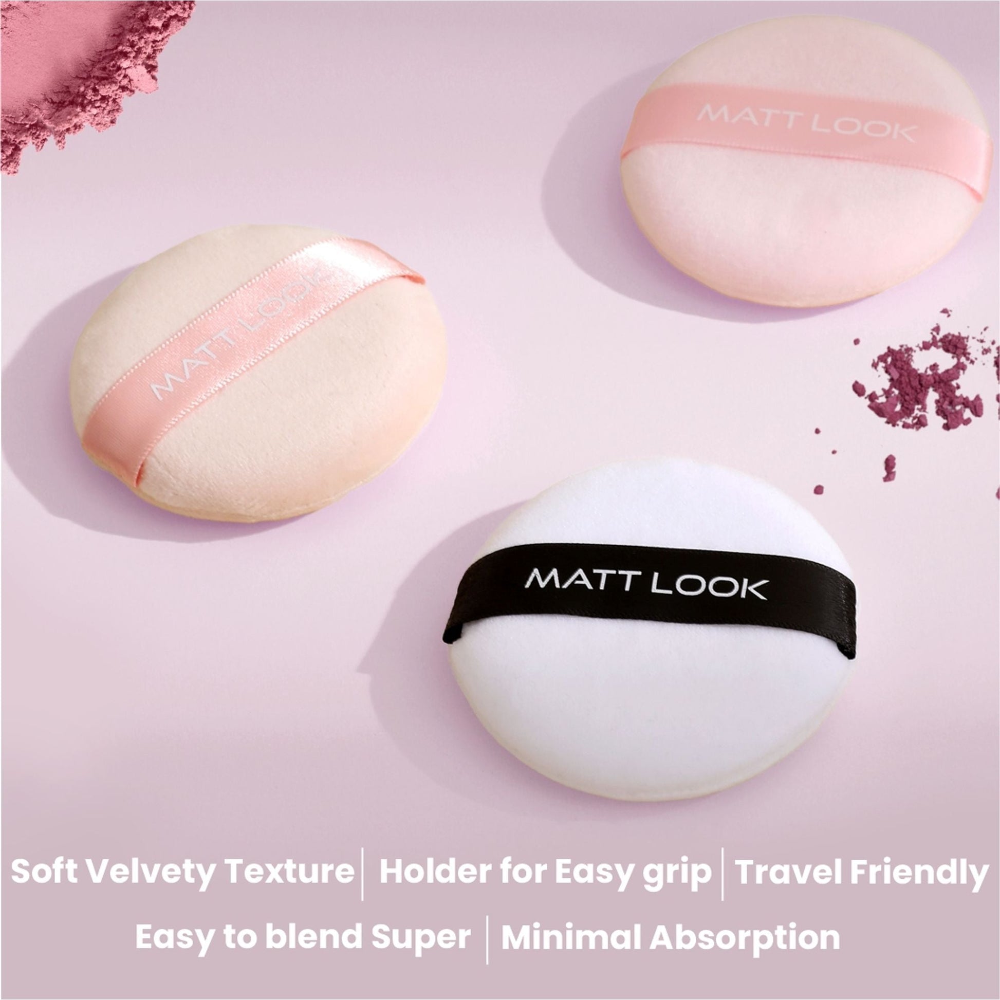 Matt Look Round Pillows Powder White Puff - Pack Of 2 - Swadesiicart