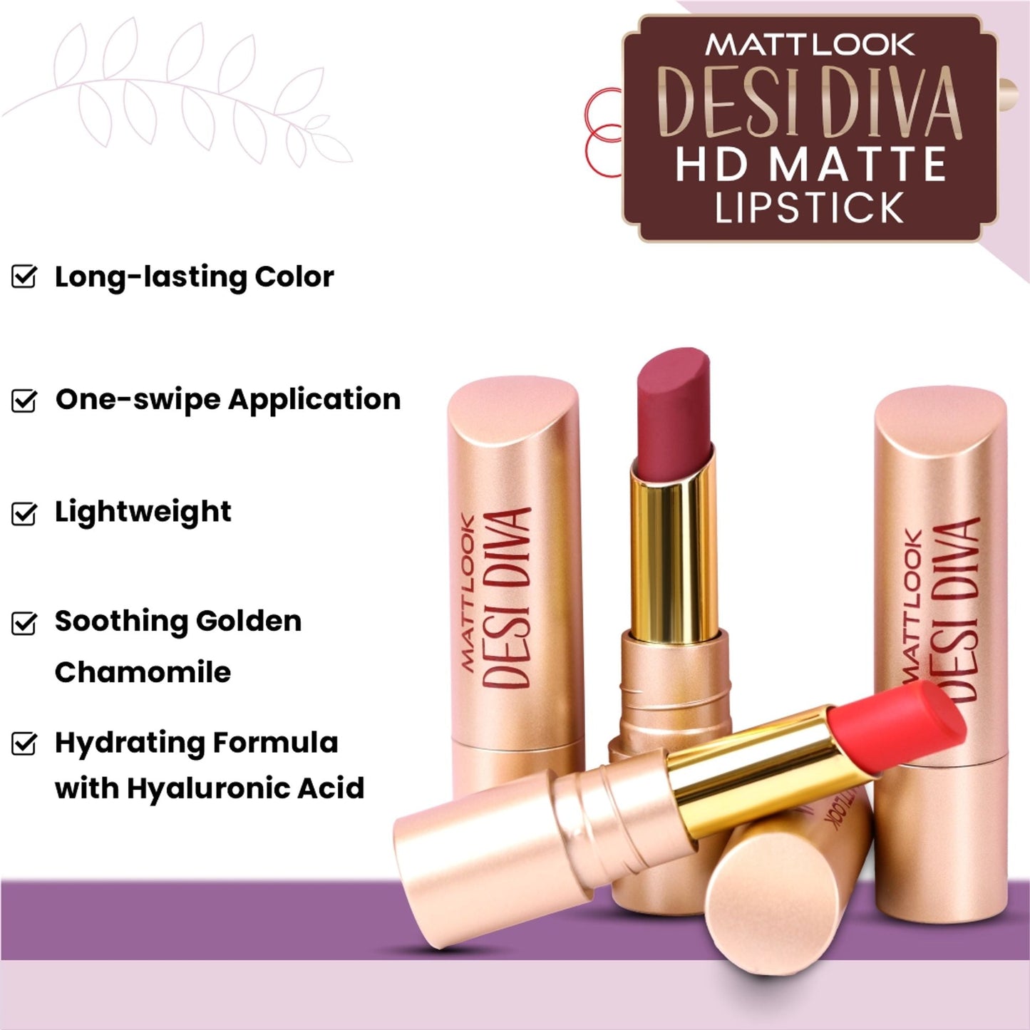 Matt Look Desi Diva HD Matte Lipstick - Maroon Fever-09 - Swadesiicart