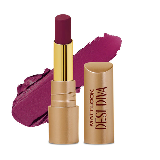 Matt Look Desi Diva HD Matte Lipstick - Plush Purple-15 - Swadesiicart