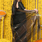 Very Much Indian Rajsi - Handloom Ari Checks Cotton Silk Saree With Golden Border - Black | Swadesiicart