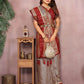 Aastha Fashion Grey Kalamkari Silk Zari Woven Saree