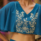 Janasya Teal Blue Georgette Yoke Embroidery Co-Ords - Swadesiicart