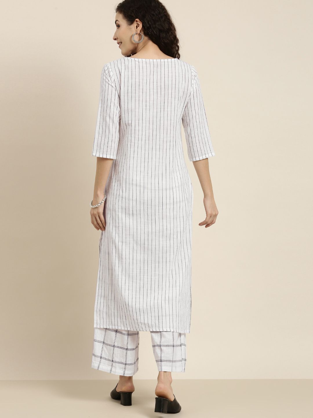 Vishudh Women Off-White Printed Kurta with Palazzos - Swadesiicart