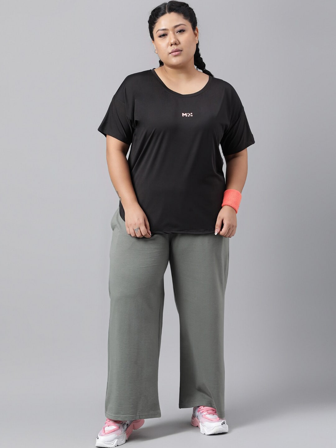 MKH Plus Size Drop Shoulder Sleeves Dri FIT Relaxed Fit Sports T-shirt - Swadesiicart