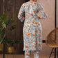 ADA Floral Printed Round Neck Regular Lucknowi Chikankari Kurta with Trousers | Swadesiicart