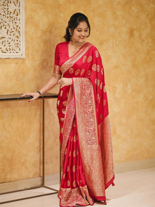 Kalini Ethnic Motifs Woven Design Zari Silk Cotton Banarasi Saree | Swadesiicart