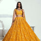 Aastha Fashion Yellow Butterfly Net Tone To Tone Cotton Thread Work And Sequence Work Embroidery Wedding Wear Lehenga Choli