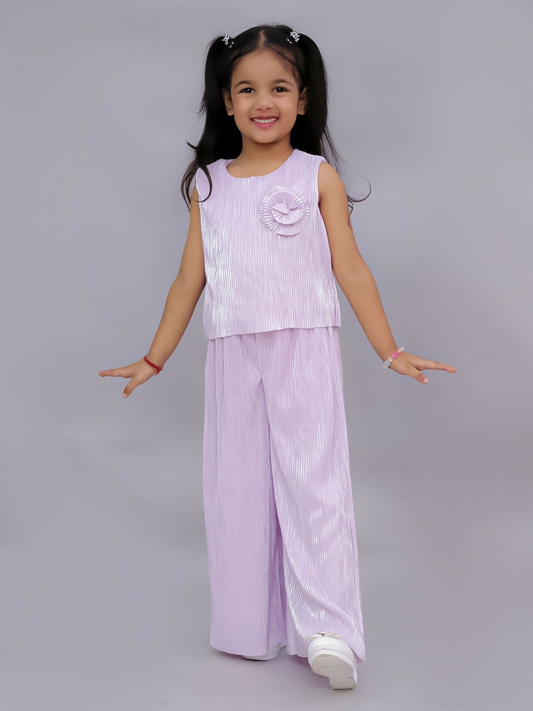 Lil Drama Glam Up Girls Pink Party Top and Pant Set | Swadesiicart