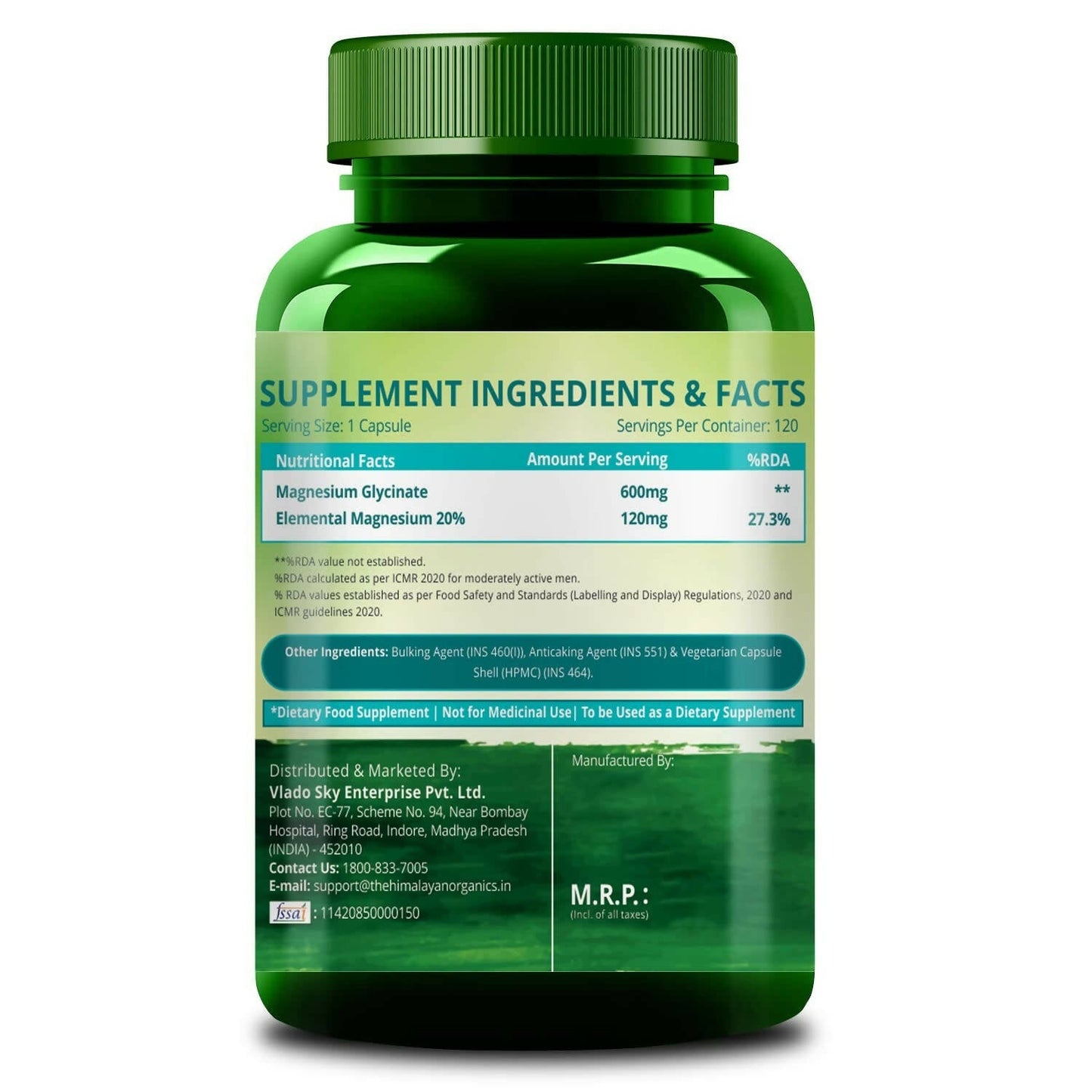 Himalayan Organics Highly Absorable Magnesium Glycinate Capsules | Swadesiicart