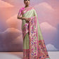 Vishnu Weaves Women's Pista Paithani Silk Zari Woven Saree with Blouse - Swadesiicart
