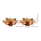 eCraftIndia Brown & Gold-Toned 2 Pcs Floral Shape Metal Diyas | Swadesiicart