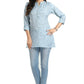 Snehal Creations Pretty Pastel Blue Rayon Short Kurti Tunic Top - Swadesiicart