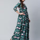 Ahalyaa Women Dark Green Crepe Digital Print Dress | Swadesiicart