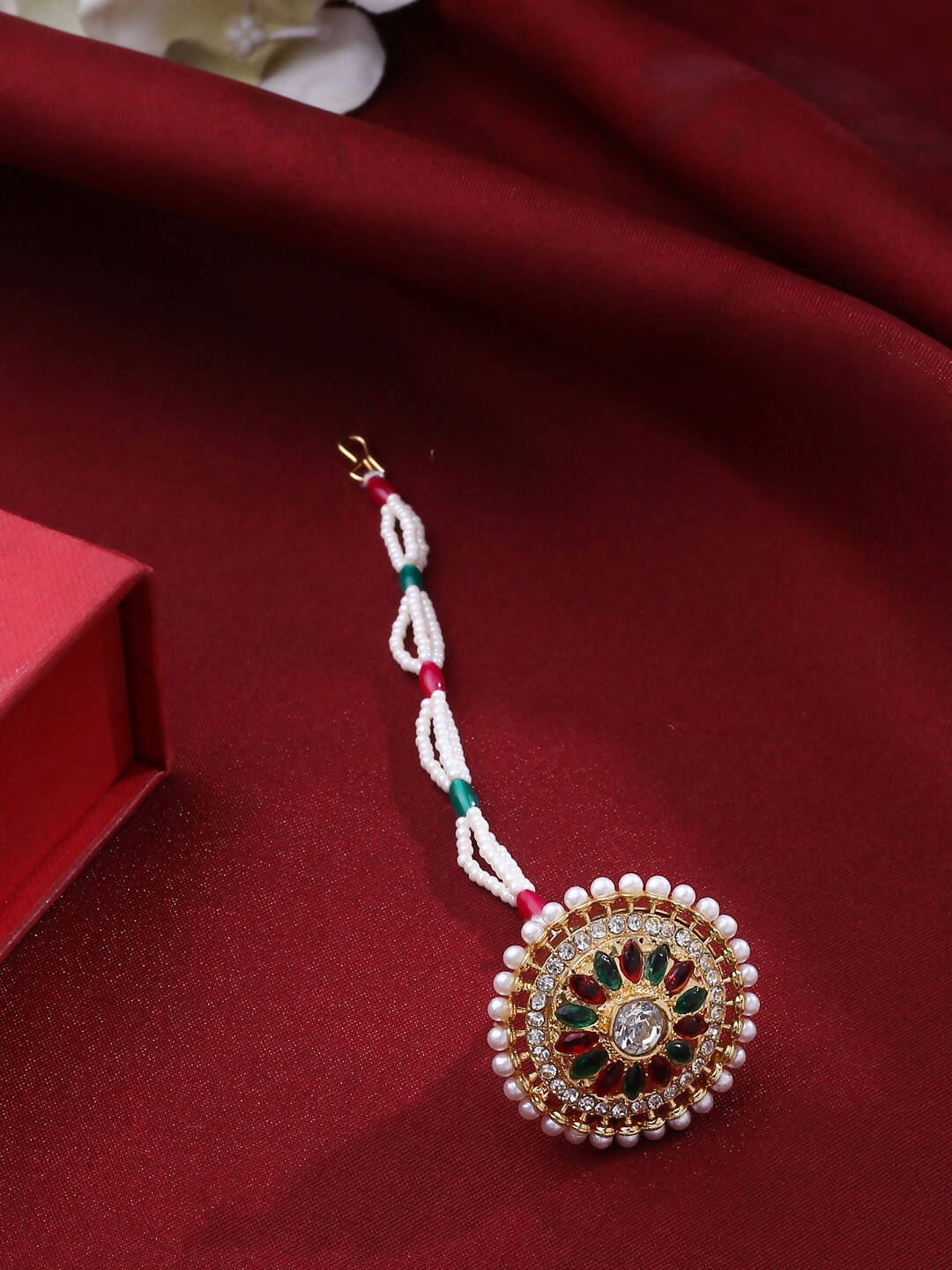 NVR Women's Trending Stylish Gold-Polished Maang Tikka | Swadesiicart