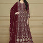 Maroon Embroidered Trendy Style Anarkali Suit - Emponline | Swadesiicart