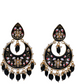 Gold-Polished Brass & Pearl Dangle Women Black Hand Painted Meenakari Chandbali Earrings By House of Ree - Swadesiicart