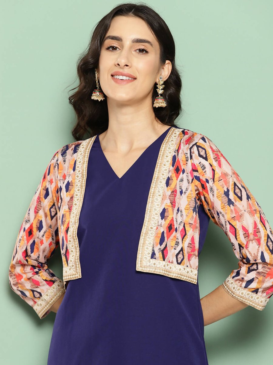 Ahalyaa Women's Traditional wear Kurta - Navy Blue | Swadesiicart