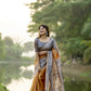 Vishnu Weaves Women's Mustard Soft Tussar Silk Saree with Blouse - Swadesiicart