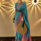 Trendy Weaving Silk Turkish Blue Designer Saree - Emponline | Swadesiicart