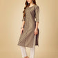Jyoti Fashion Women's Khaki Cotton Blend Embroidered Kurta Pant Set | Swadesiicart