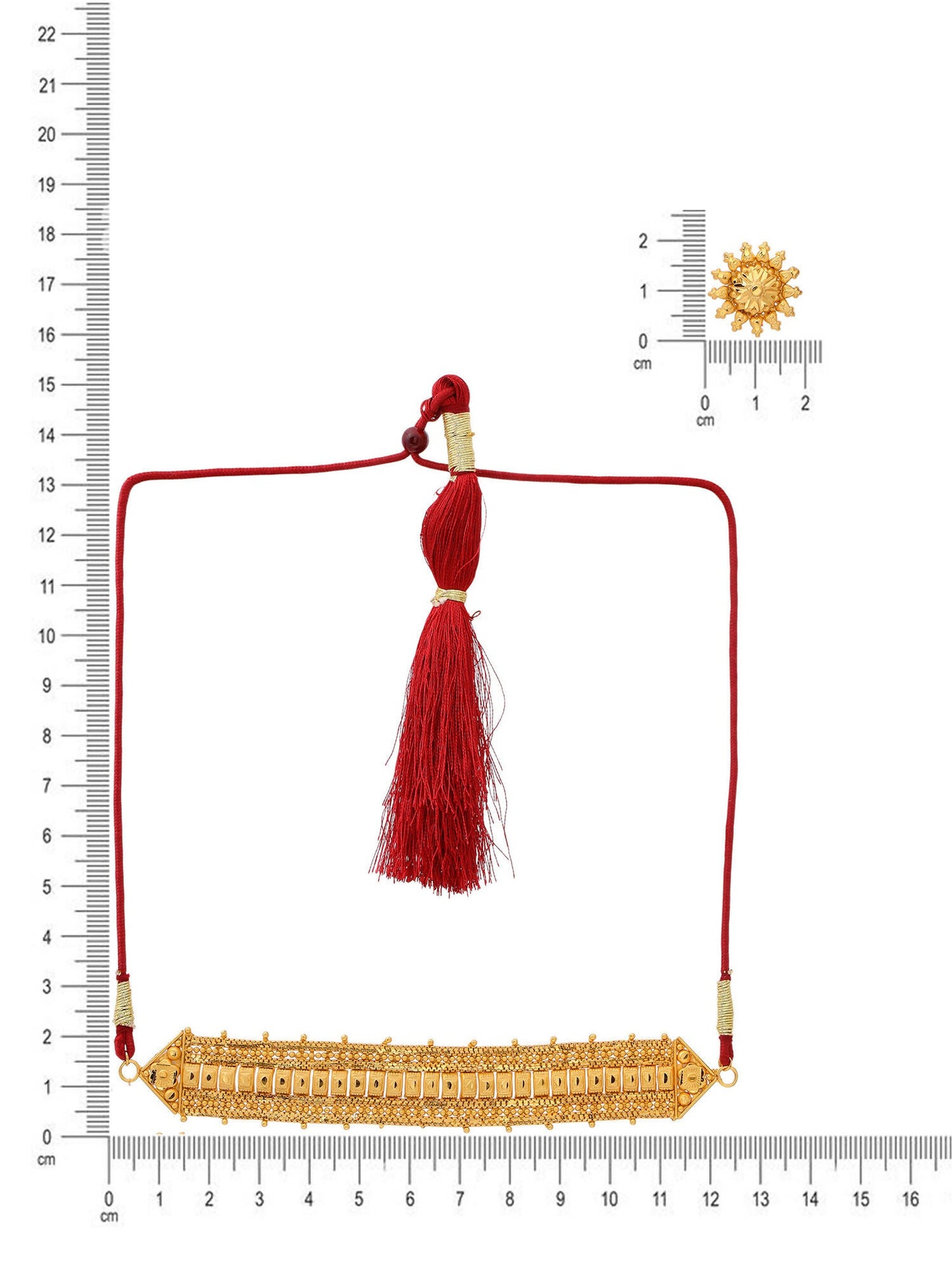 Ruby Raang Golden Choker with Round Studs | Swadesiicart