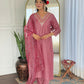 The52 Gajri Women's Beautiful Embroidered Rayon Fabric with Straight Kurta, Pant and Dupatta Set - Swadesiicart