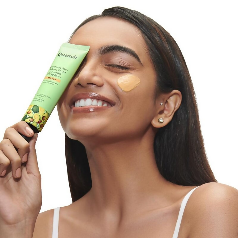 Quench Vitamin E Tinted SPF 50 Sunscreen PA+++ with both Mineral & Chemical Actives (Medium) | Swadesiicart