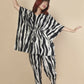 Breathables Women’S Loungewear Kaftan Cotton Black & White Abstract Print Co-Ord Set