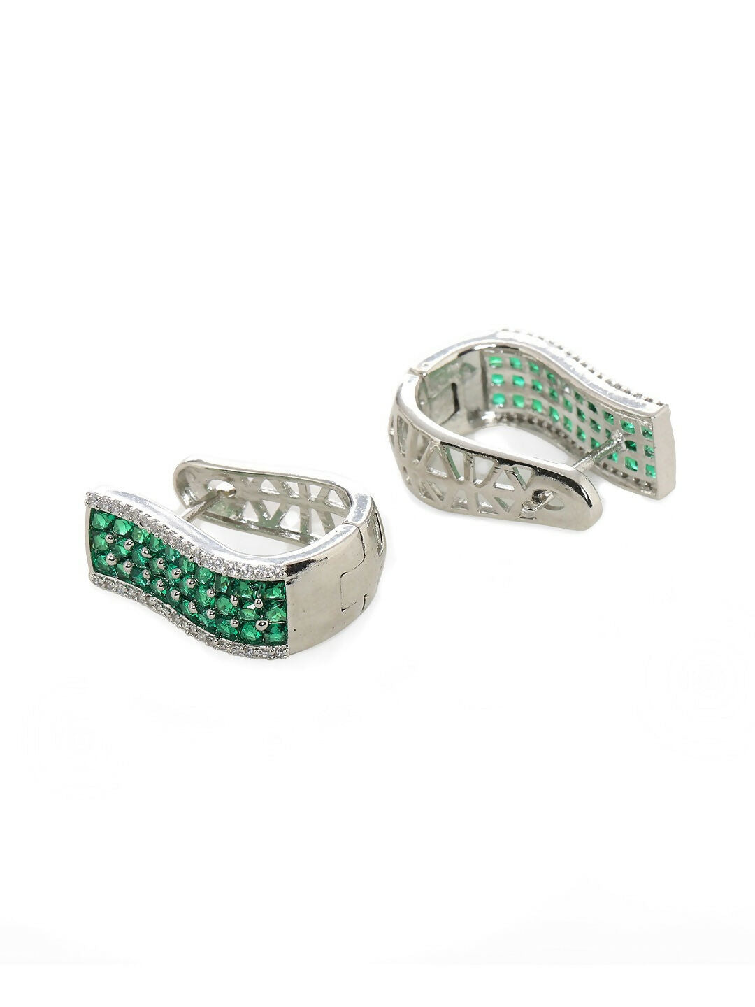 Green Hoops Earrings- Ruby Raang | Swadesiicart